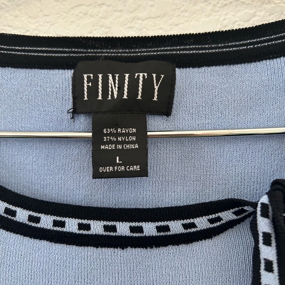 Finity Light Blue Sweater with Black Trim size L little - Picture 6 of 6